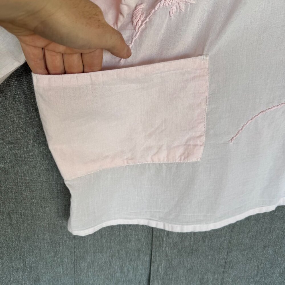 Light Pink Embroidered Cotton Tunic Top - Lily & Co. - Picture 2 of 12